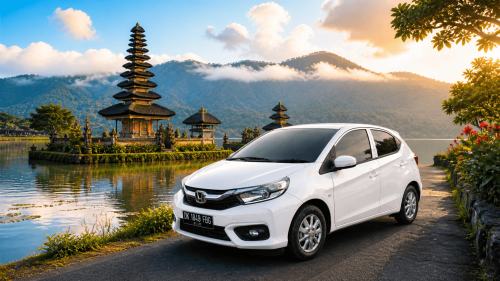 A scenic lineup of modern cars parked along a tropical coastal road in Bali, surrounded by lush greenery and ocean views, representing the best cars for Bali road trips with comfort, style, and adventure-ready features.