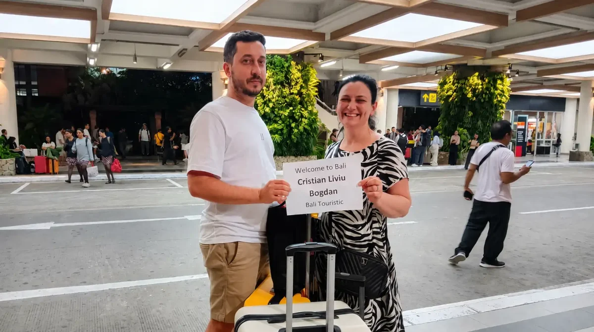 Travelers using a private Bali Airport pickup service for a comfortable and hassle-free transfer.
