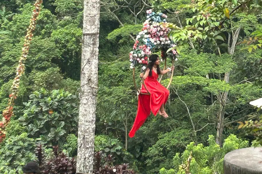 Alas Harum bungee jumping Ubud over Tegalalang rice terrace valley