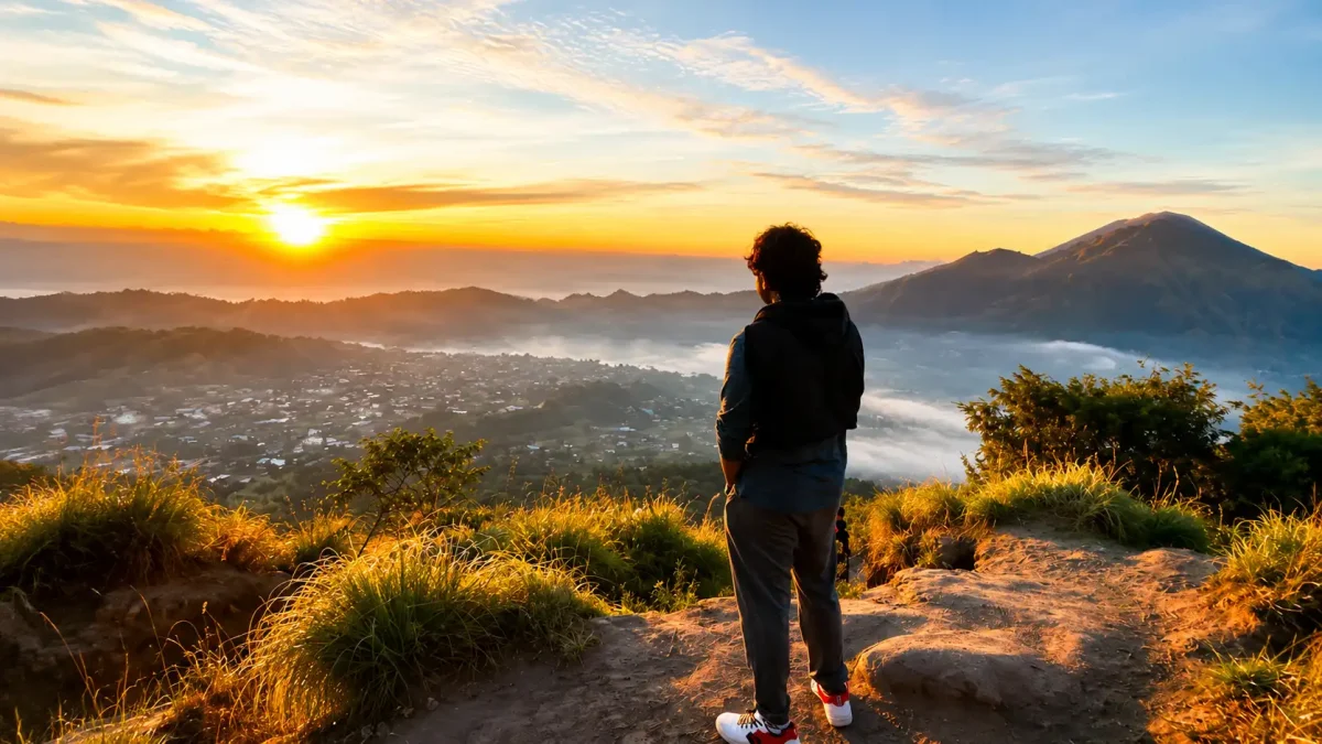 Visitors discovering Bali’s natural beauty during a day trips from Seminyak, including waterfalls, rice fields, and mountain scenery.