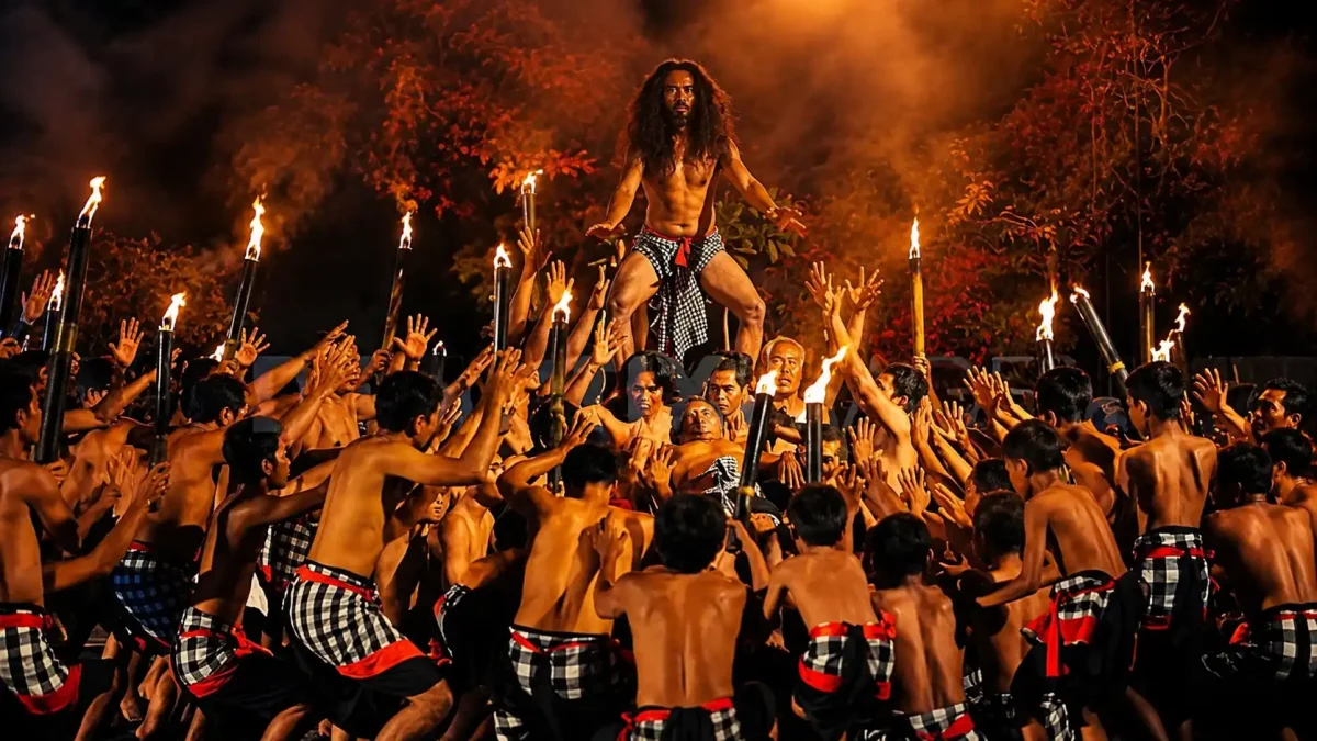 Tourists watching a traditional Kecak dance performance during a budget-friendly Bali trip.