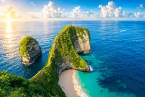 The famous Kelingking Beach viewpoint on an affordable Bali island adventure.