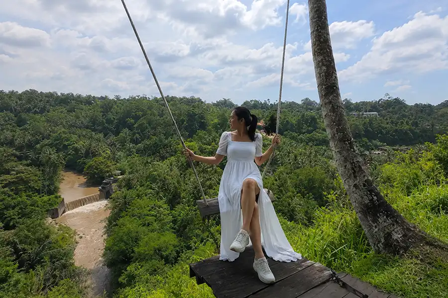 Zen Hideaway Bali scenic swing over jungle ridge with dramatic view