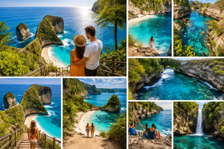 Travelers exploring the best attractions on a Nusa Penida day trip.