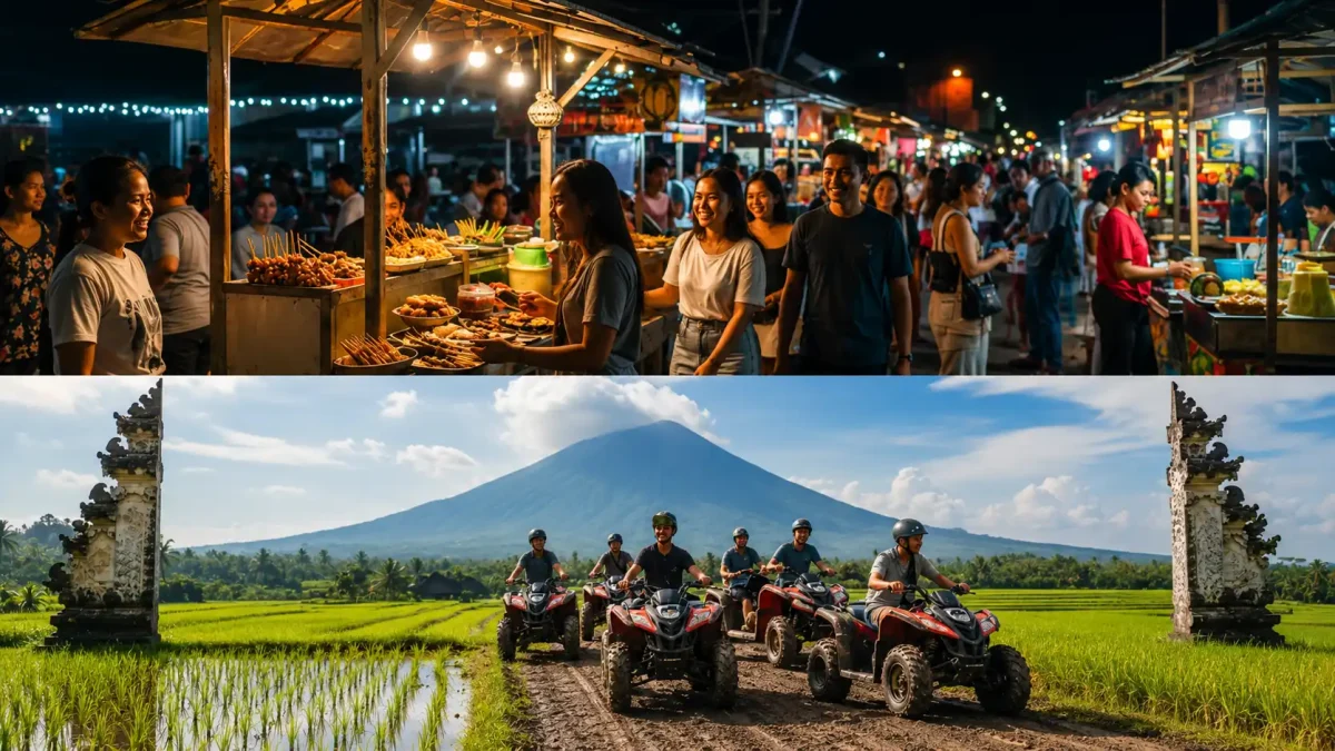 Travelers enjoying a variety of popular Bali activities.