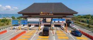 Entrance of the Bali Mandara Toll Road, a key route from Nusa Dua to Uluwatu.