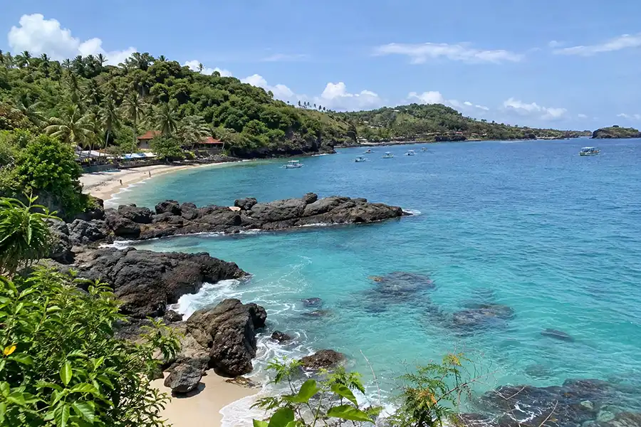 Padang Bai coastal area near Candidasa in East Bali