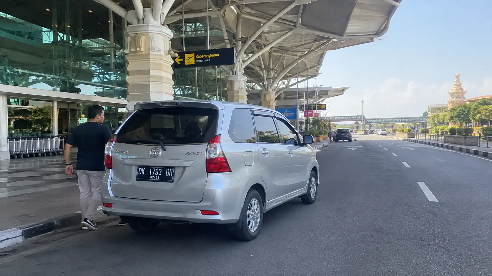 Private vehicle leaving Bali Airport after arrival