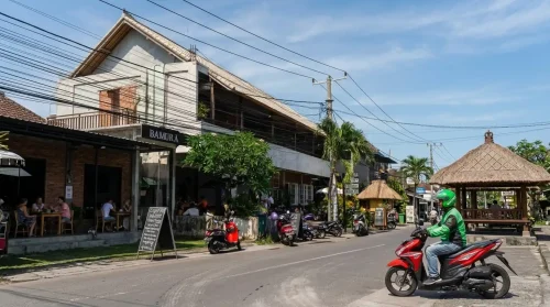 Scooter ride transport option for traveling from Seminyak to Uluwatu.