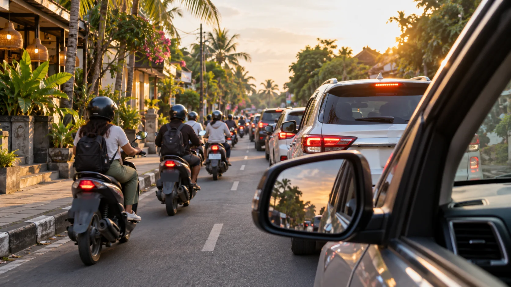 Transfer vehicle travelling through southern Bali