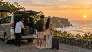 Travellers preparing for their Bali Airport transfer on the last day.