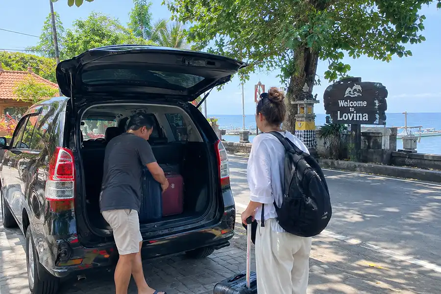 Private airport transfer arriving in Lovina Bali