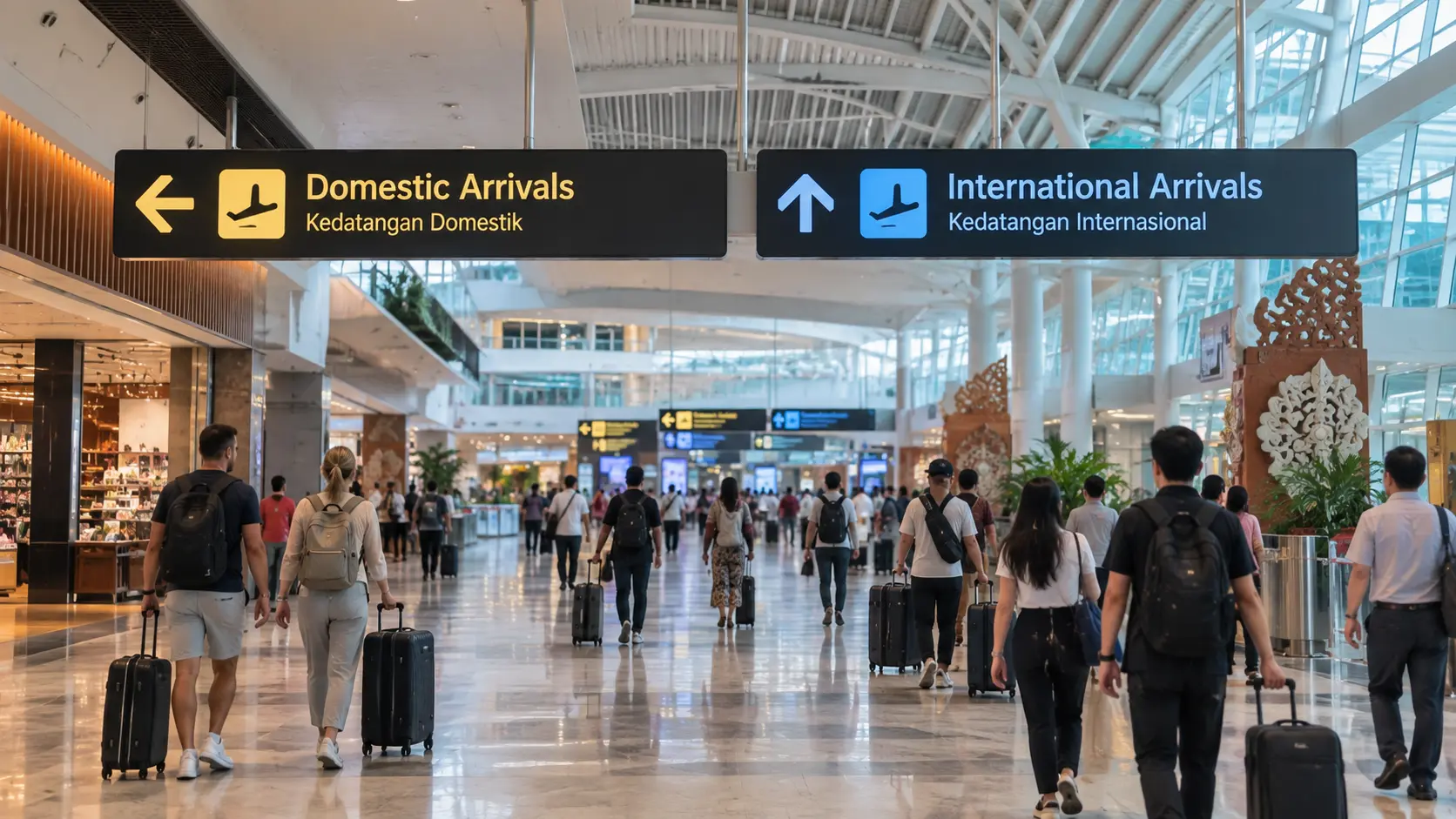 Bali airport domestic and international arrivals concourse