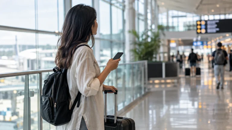 Traveller making a Singapore connection for a flight to Bali.